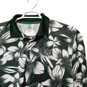 Hawaii Warriors NCAA Polo Shirt Mens XL Green Floral Hibiscus KOP Distributors